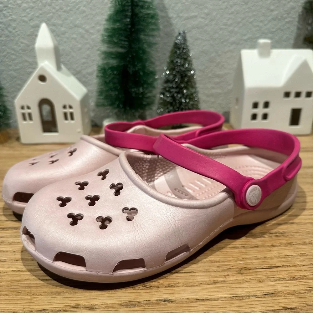 Disney Mickey Mouse Pink Crocs‎ Sandals Girls Size 6